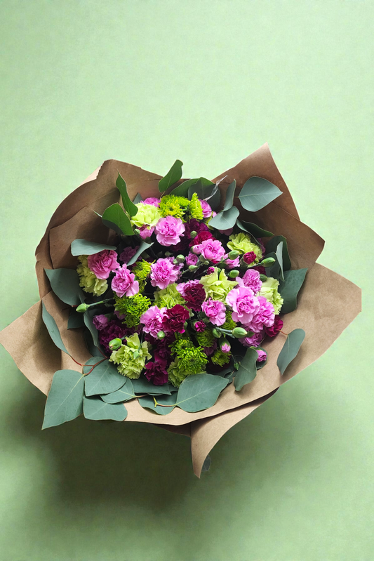 Pink and Green Seasonal Mixed Flower Bouquet